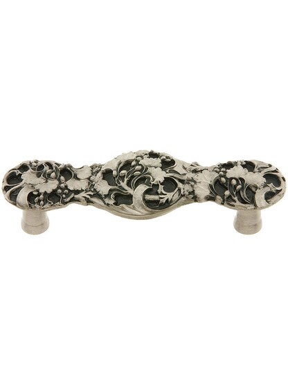 Ginkgo Leaf Drawer Pull - 3 inch Center to Center in Satin Nickel.